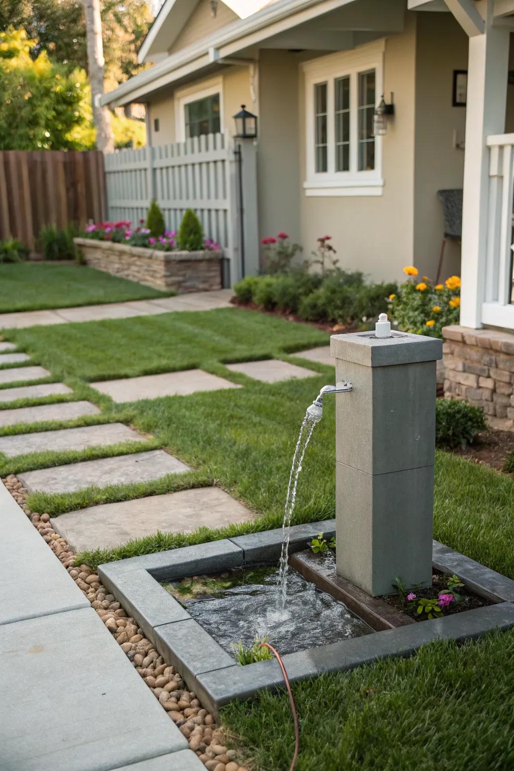 A water feature brings peace and sophistication.
