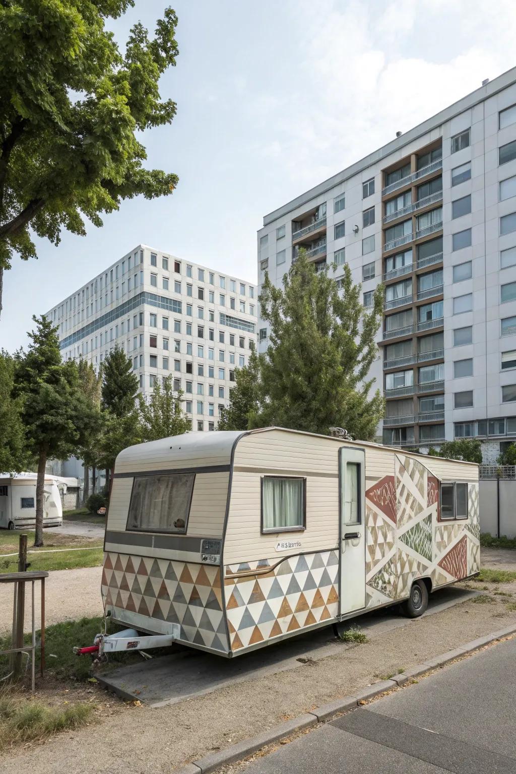 Fashion a modern visual through geometric configuration cladding.