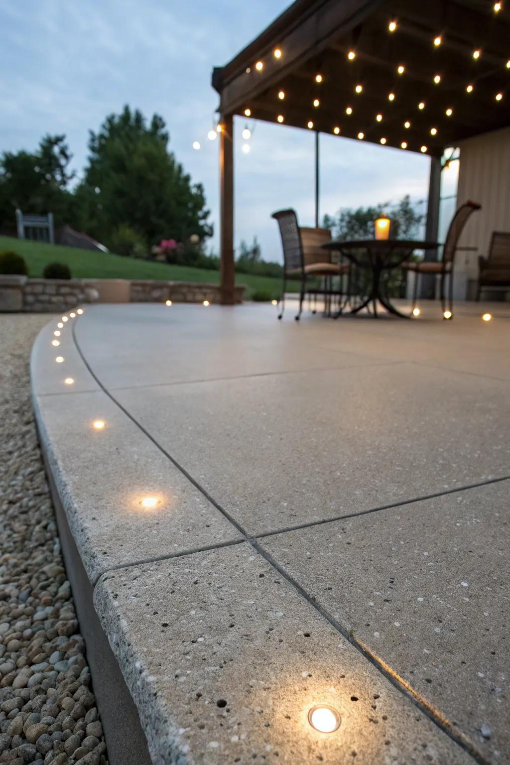 Inset LED lights provide modern lighting.