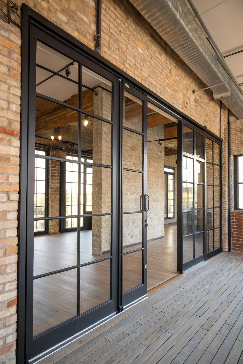 Industrial entrances adding a chic, urban touch.