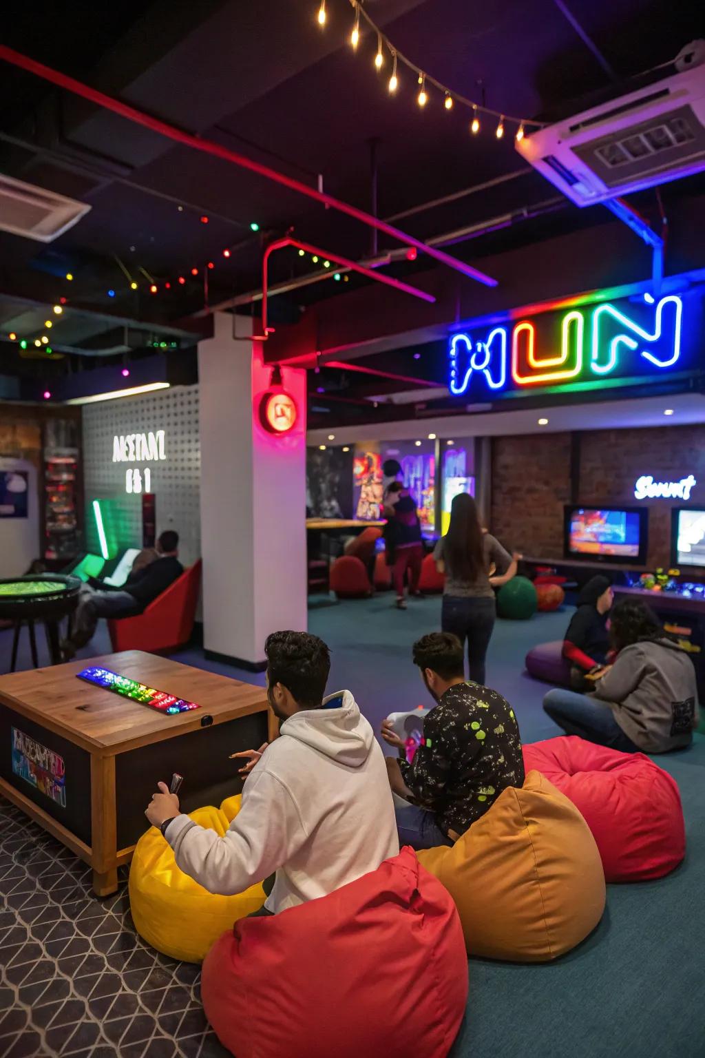 Personalize your amusement space with an amusing neon design.