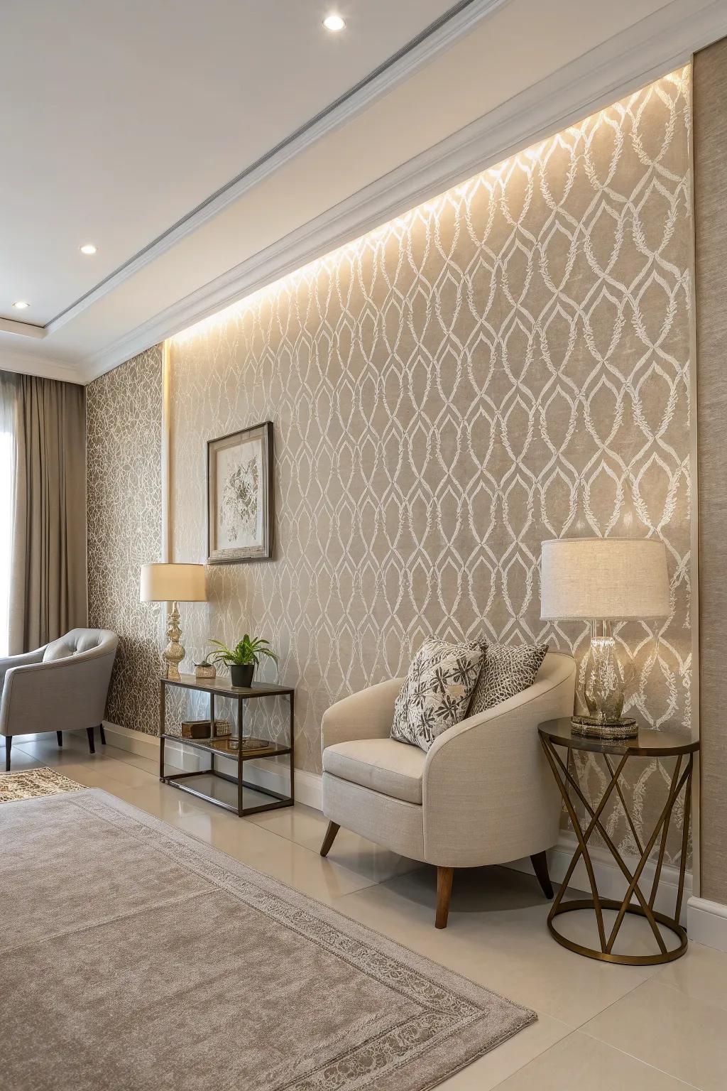 Accent wallpaper subtly transforms a space.