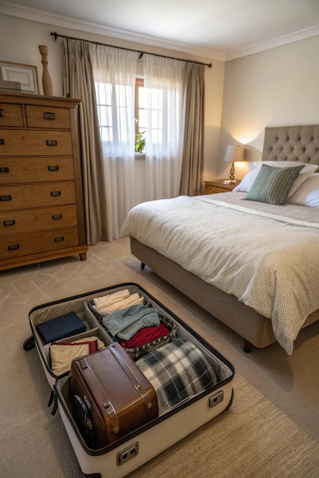 Travel cases can store out-of-season clothes neatly.