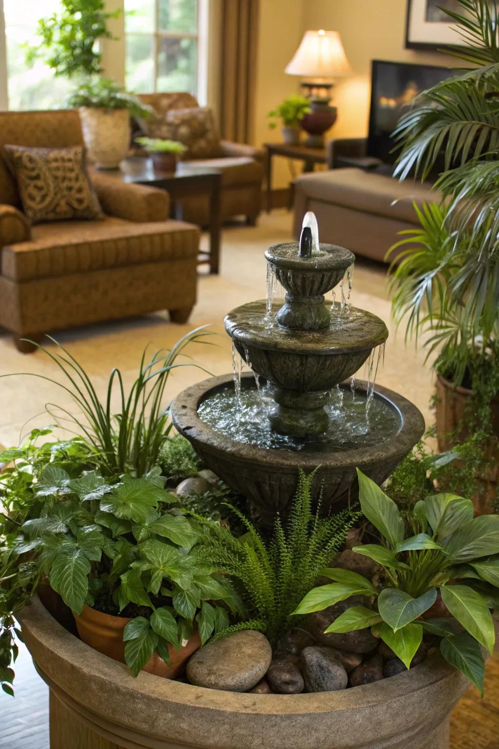 Water features introduce tranquility and relaxation.