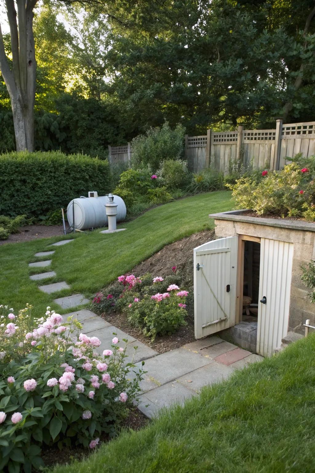 A garden with no visible fuel reservoir, thanks to a subterranean setup.