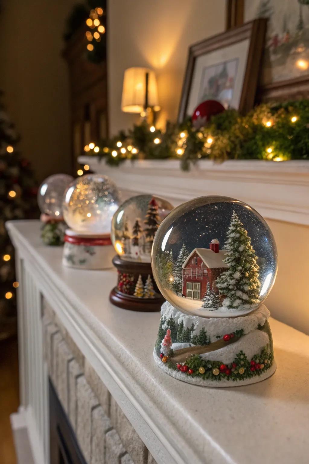 Whimsical snow globes add charm and conversation to your decor.
