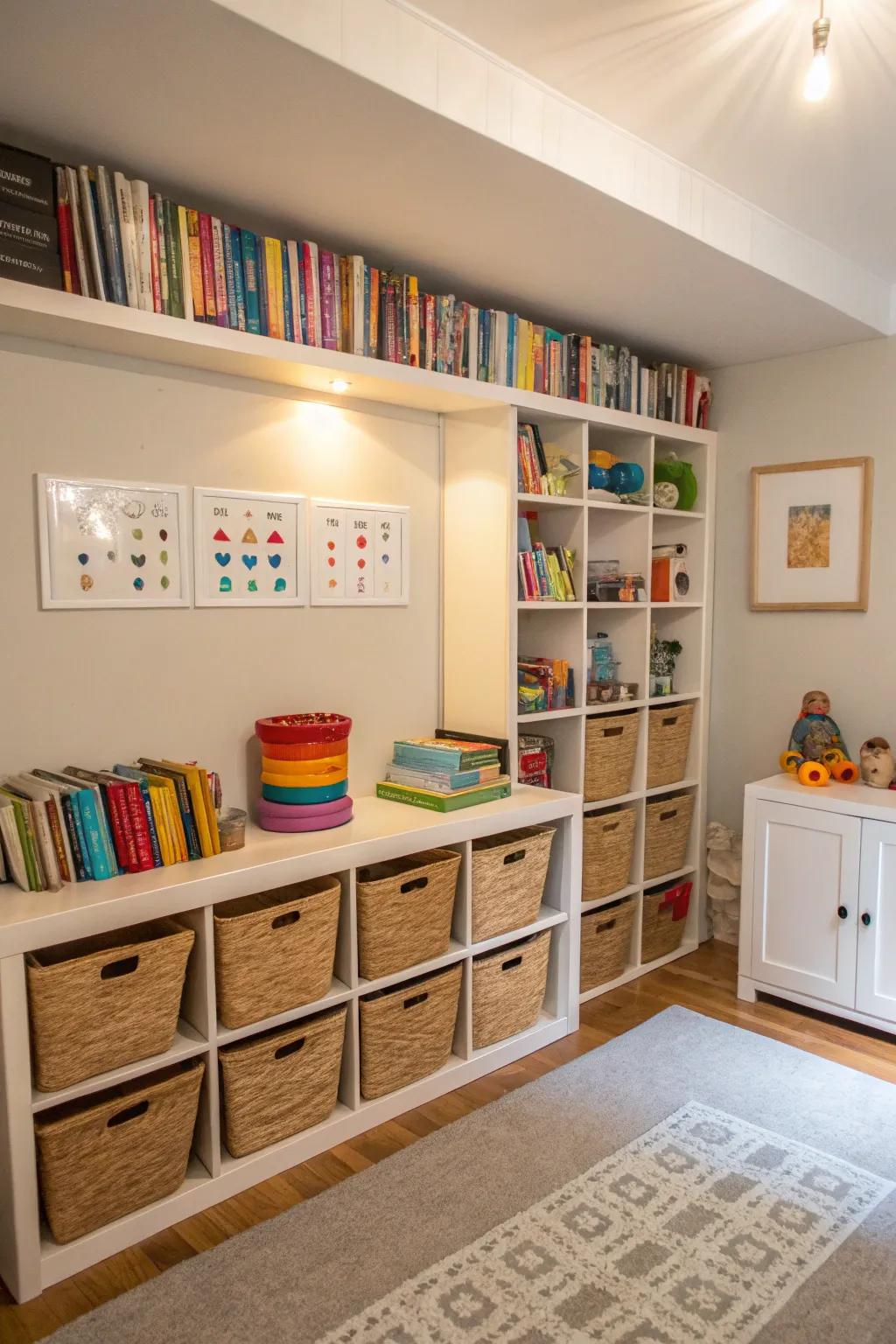 Small spaces are best utilized with vertical shelving.