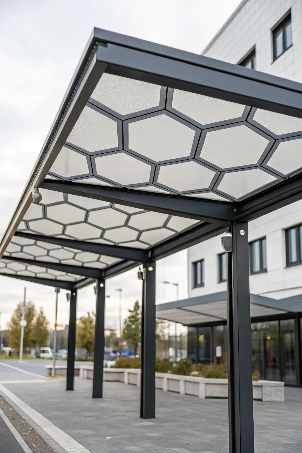 Six-sided canopy delivers a singular geometric design for your garden.