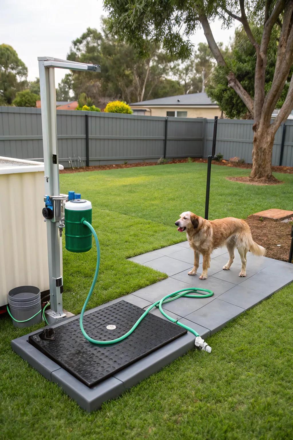Keep your home clean with an outdoor cleaning station for your dog.
