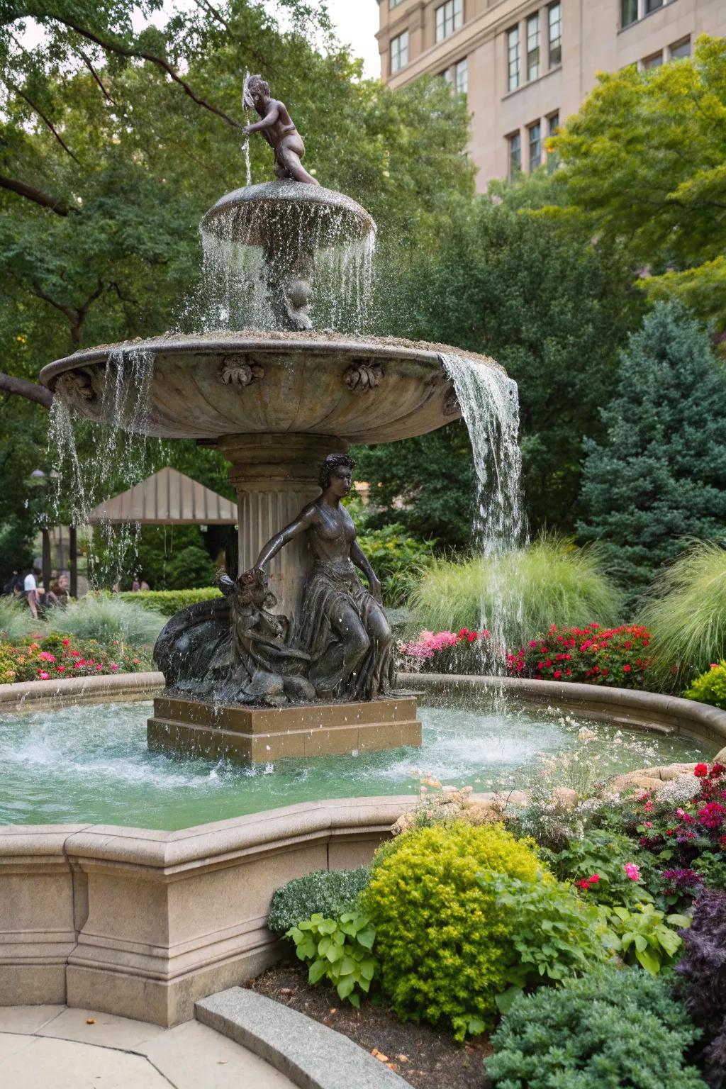 A creative sculpture fountain making a bold statement.