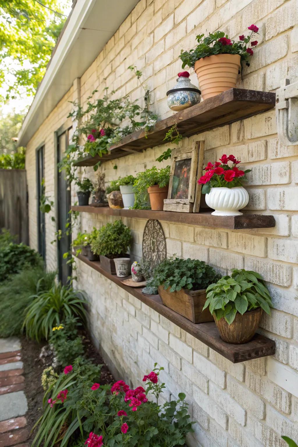 Floating shelves contribute both flair and practicality to your wall.
