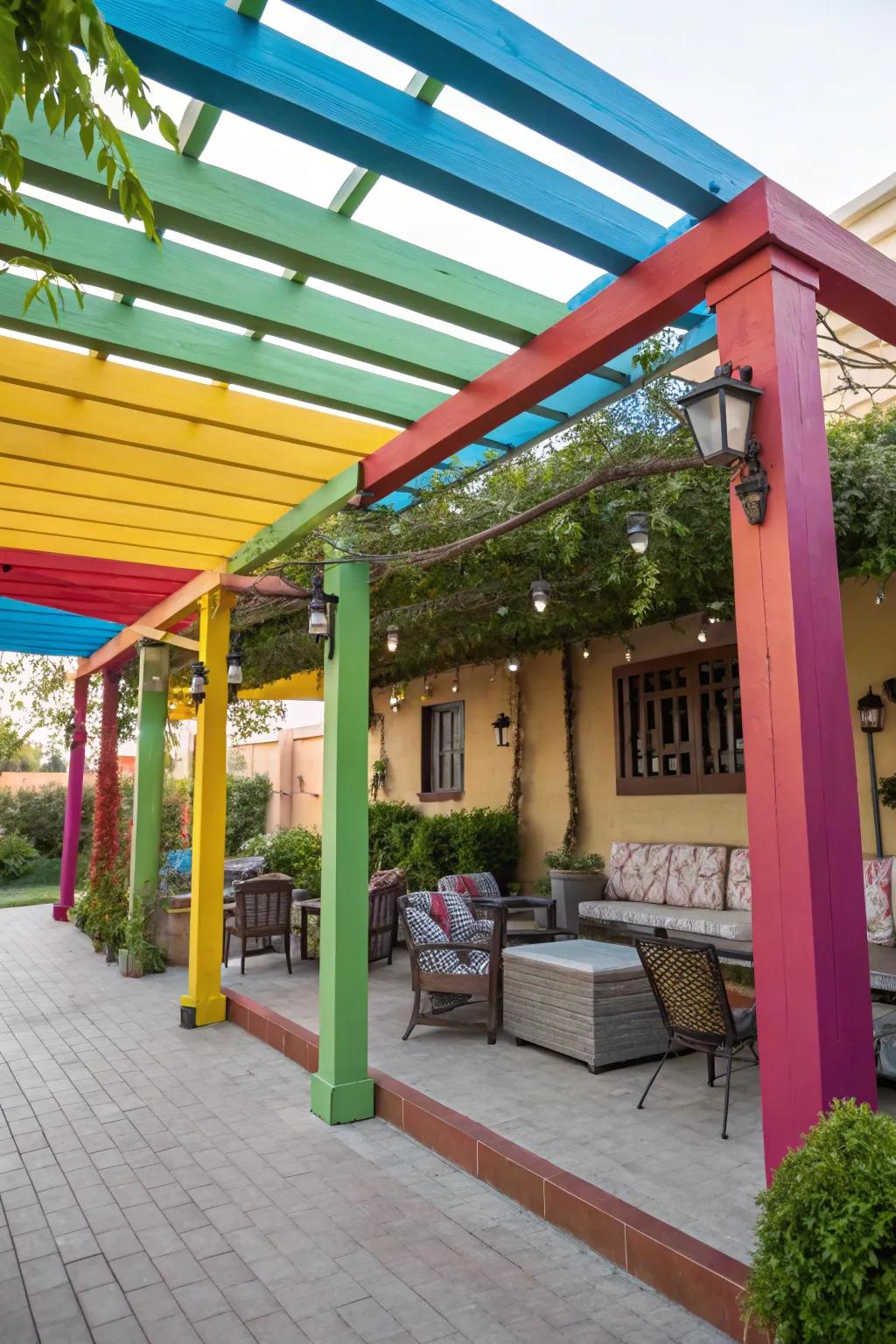 Colored beams bring color and personality to your patio.