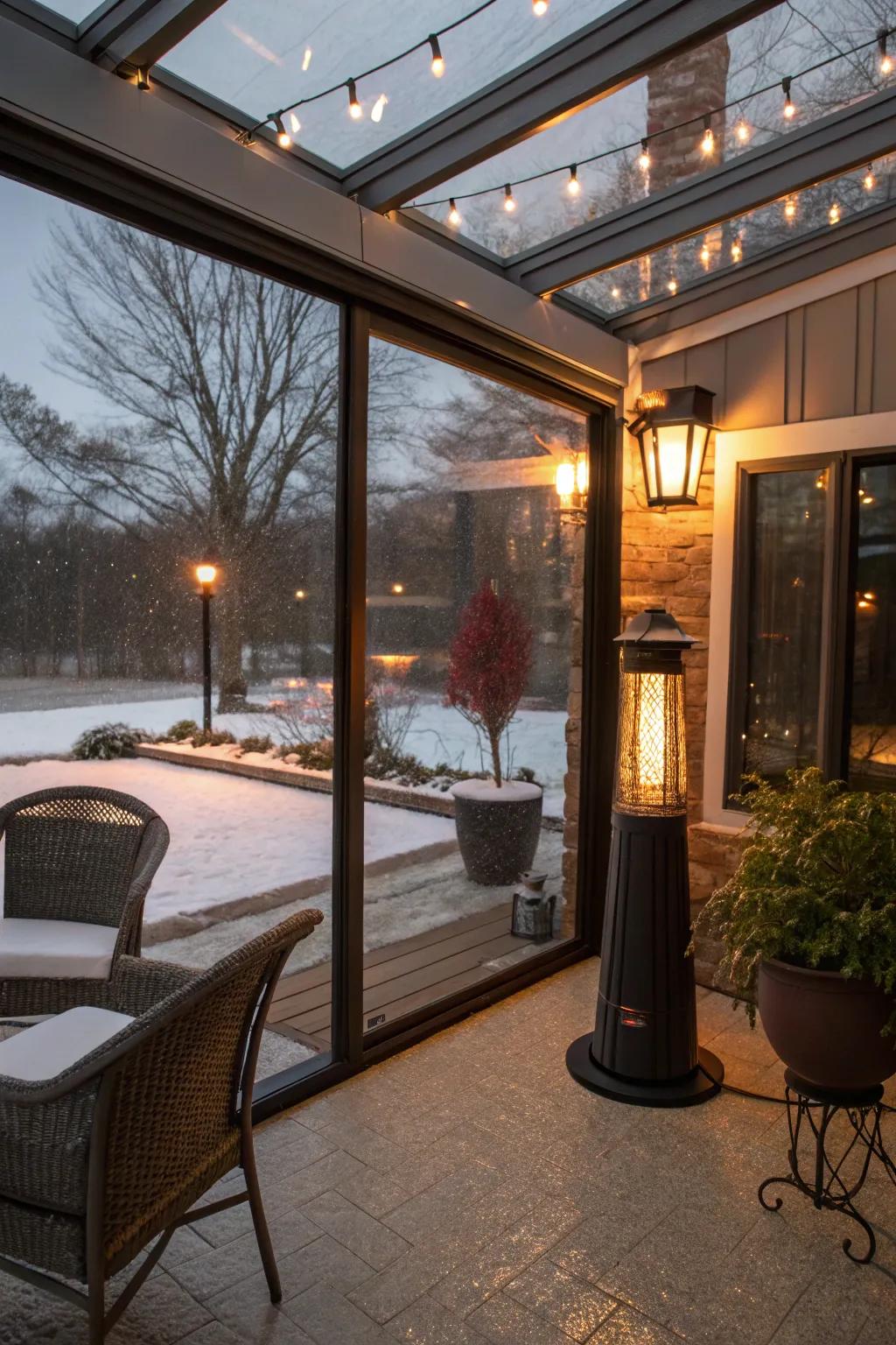 Stay warm in your glass area.