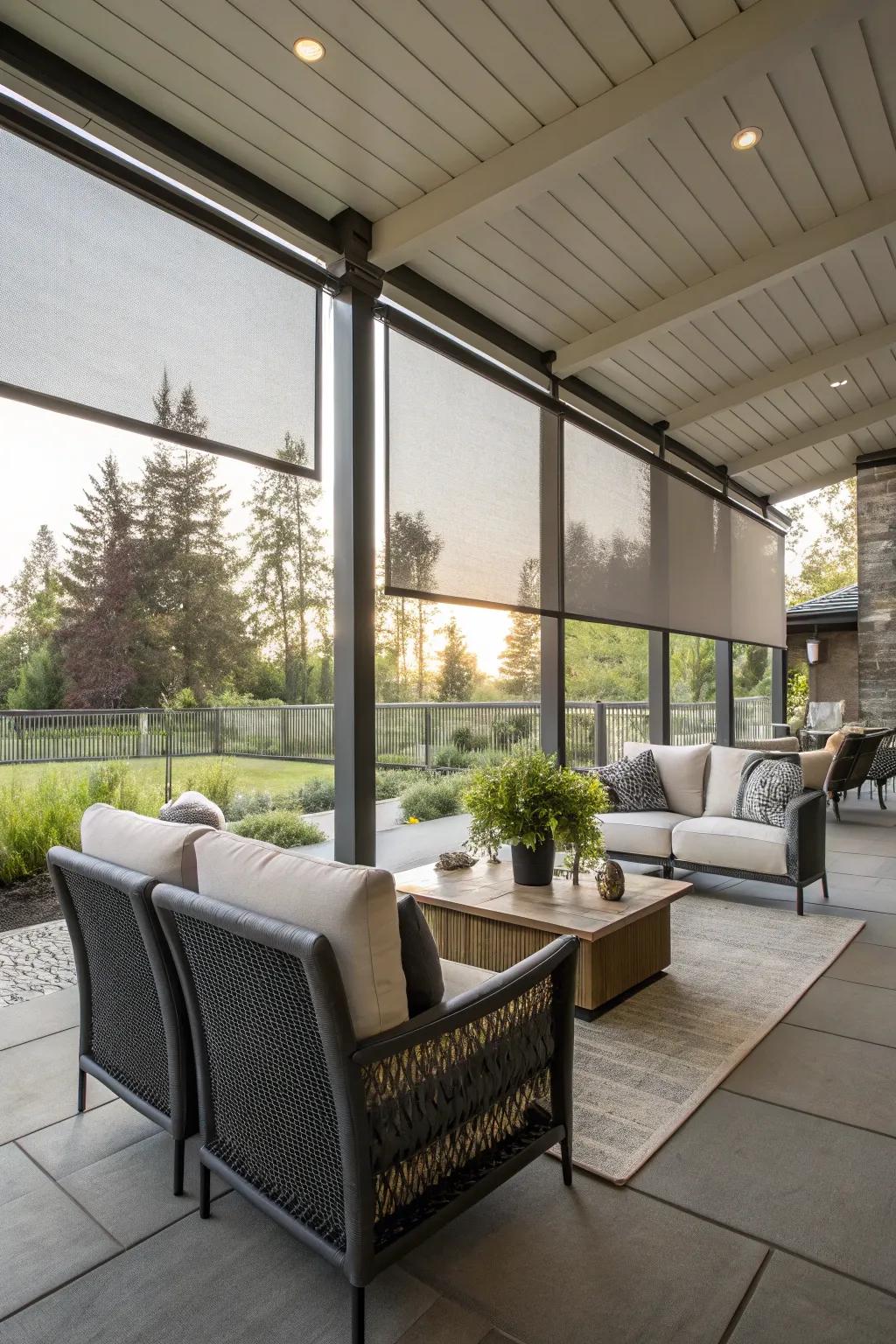 Retractable features provide versatile seclusion solutions for dynamic areas.