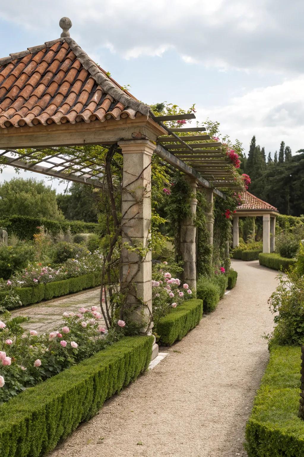 A tiled roof shows classic style from the past.