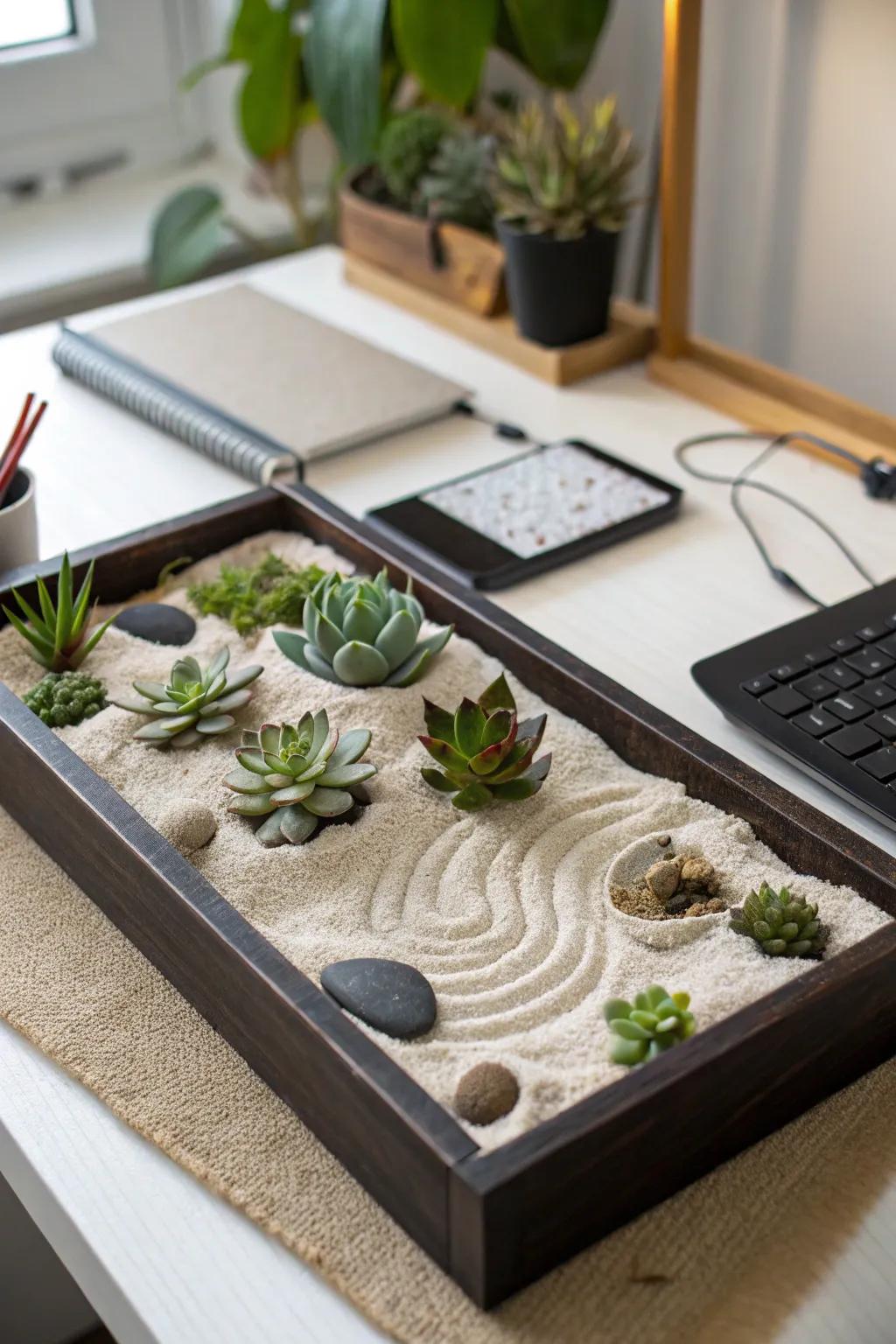 Find peace by having an indoor Zen garden.