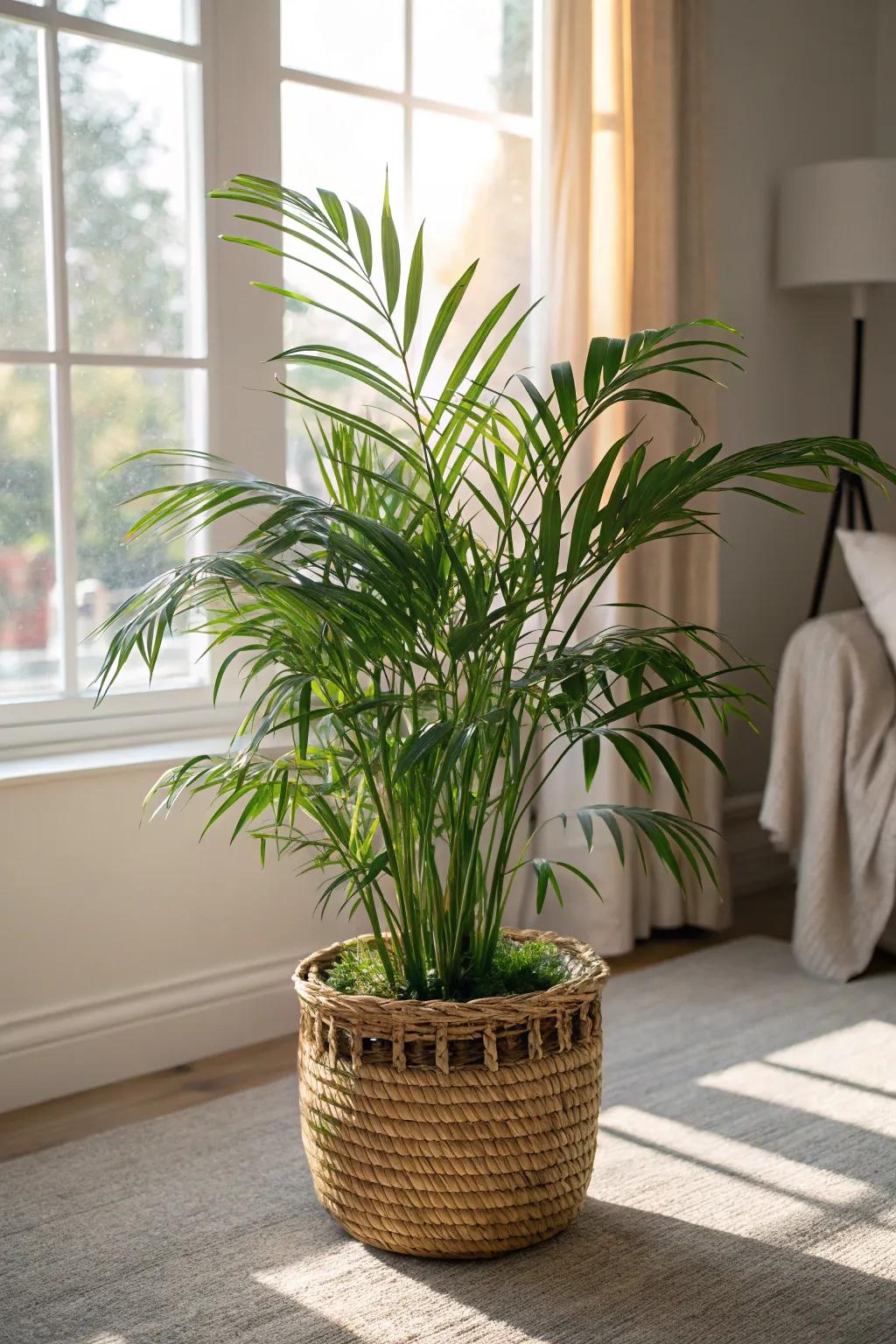 A pet-friendly parlor palm, perfect for moms with animal companions.