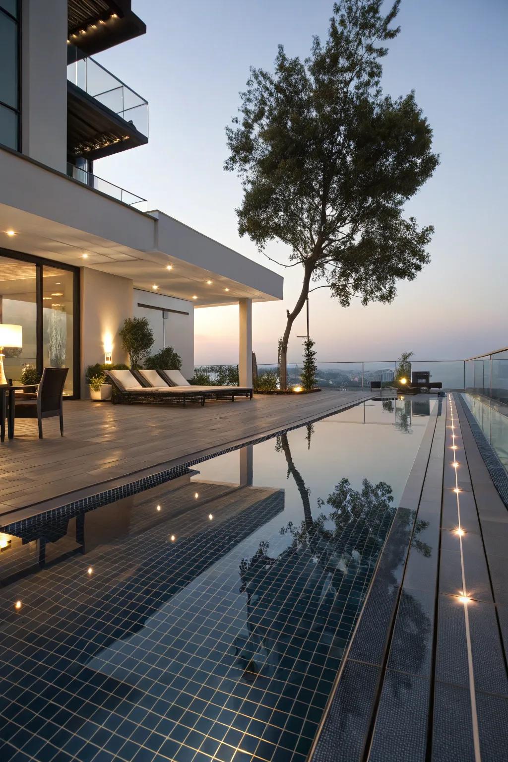 Reflective spaces build visual depth.