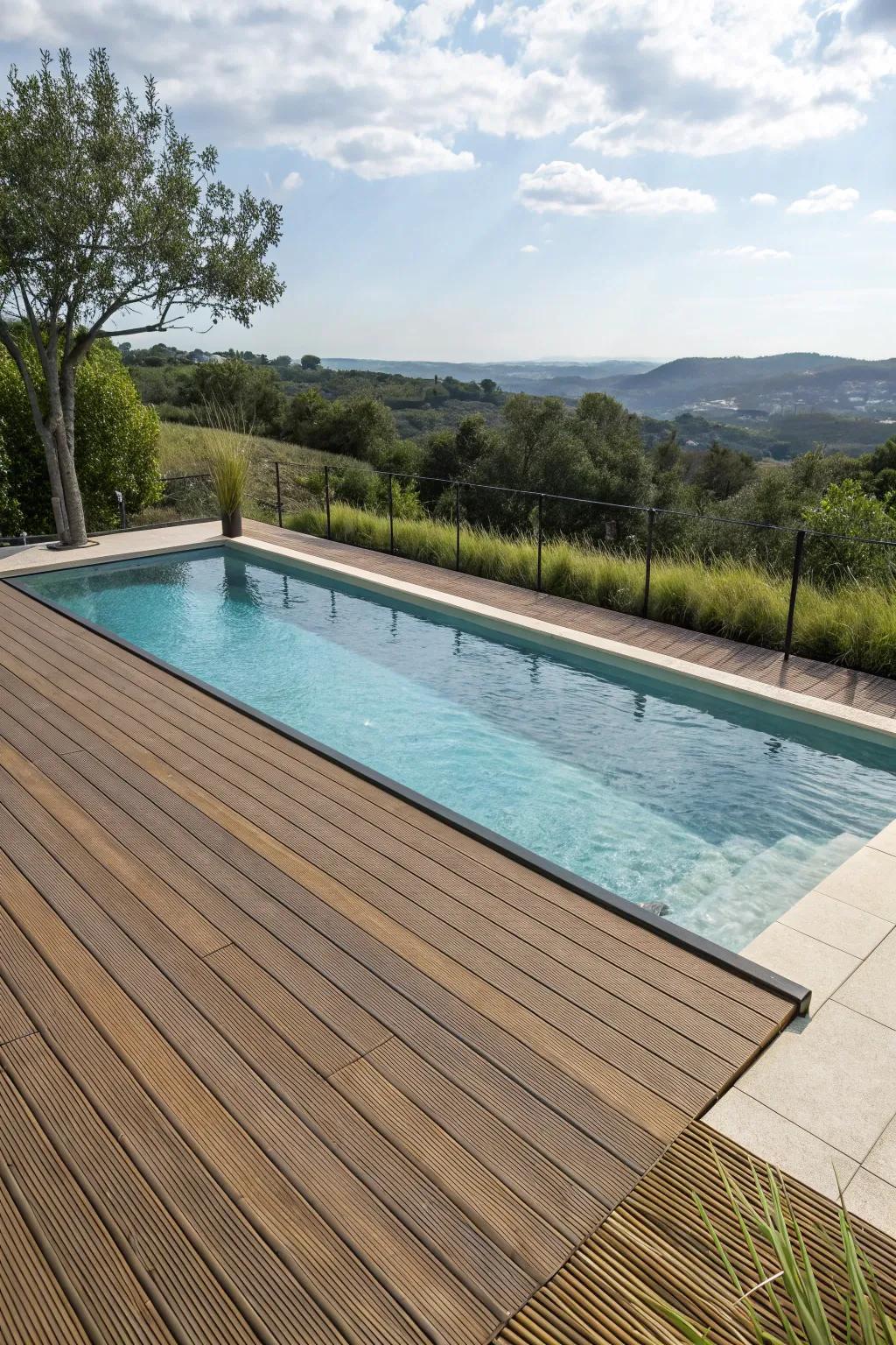Eco-friendly materials offer stylish and sustainable poolside solutions.