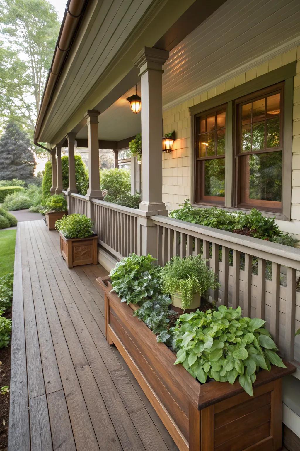 Built-in garden boxes offer seamless design.