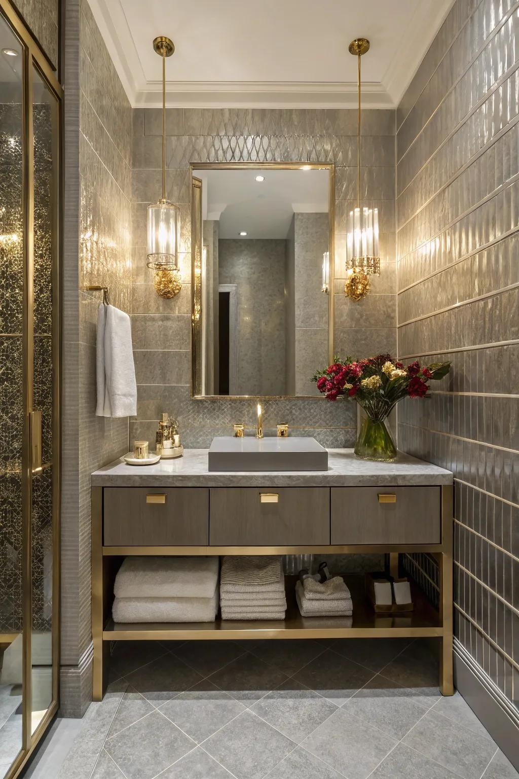 Shimmering tiles add a hint of glamour and surprise.