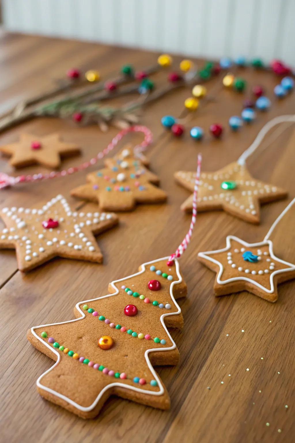 Delightful gingerbread-scented play dough ornaments, perfect for sensory enjoyment.