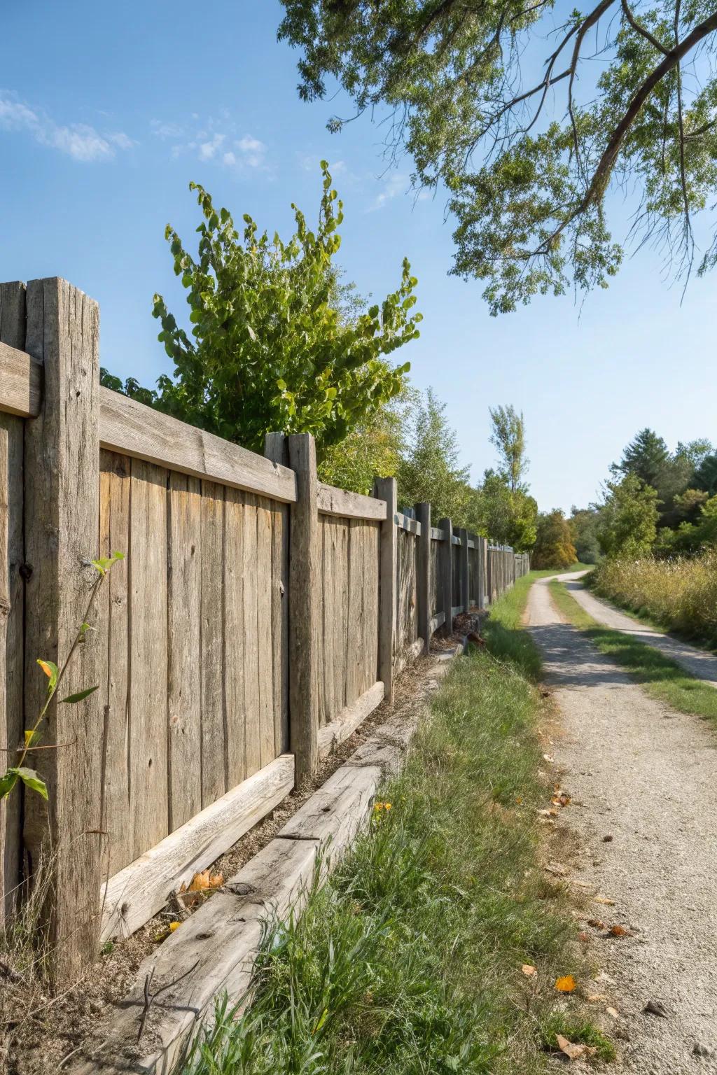 Reclaimed timber conceiving a persona-rich and eco-mindful property boundary.
