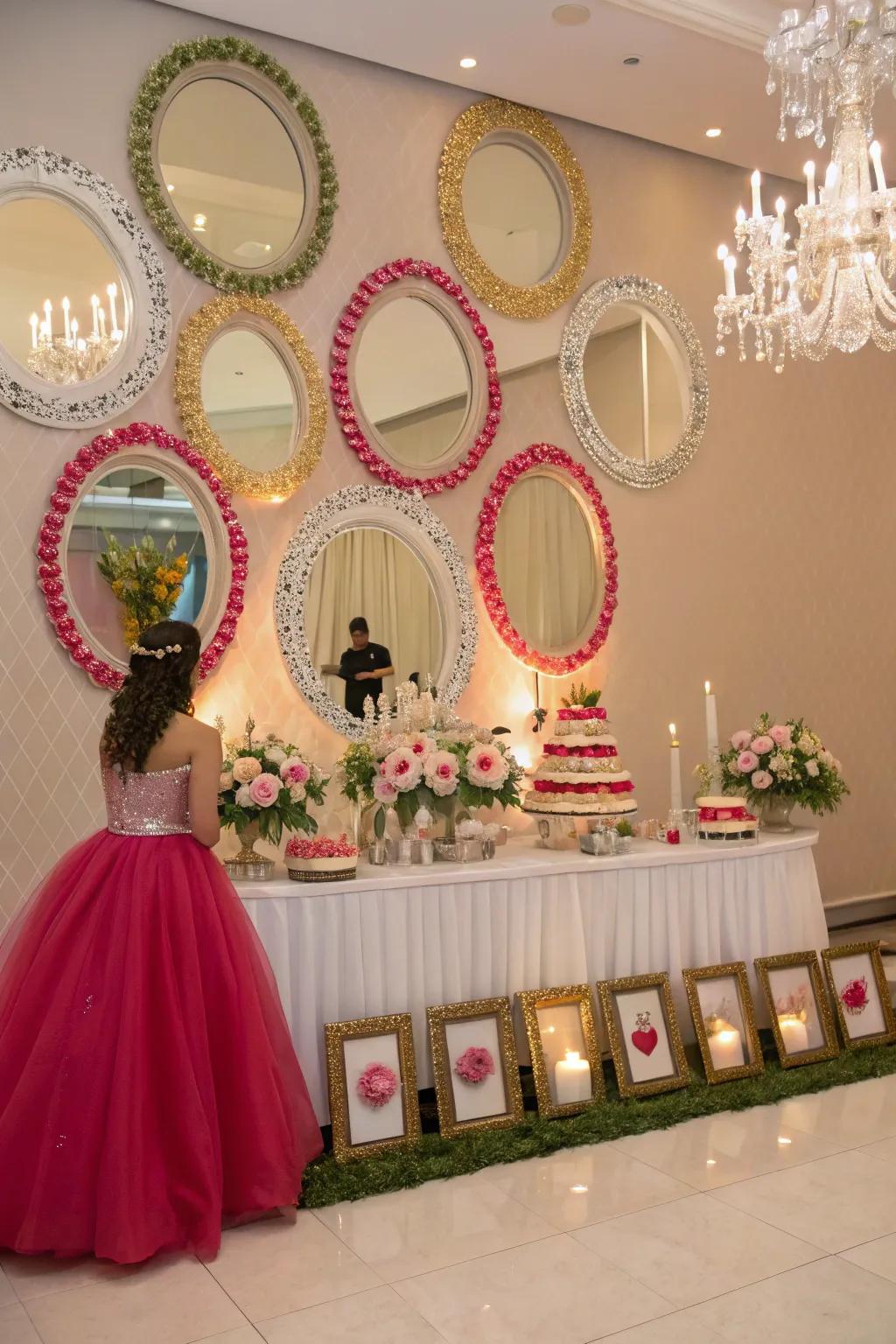 Mirrors enhance decor by reflecting light and elegance.