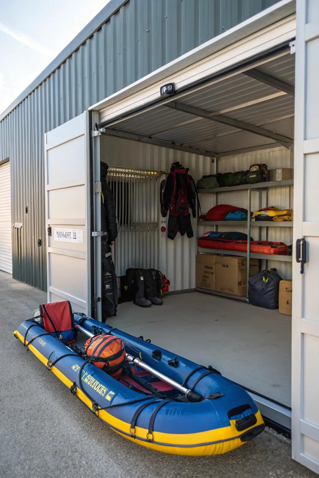 Rental stowage offers convenience near your favorite place to hit the water.
