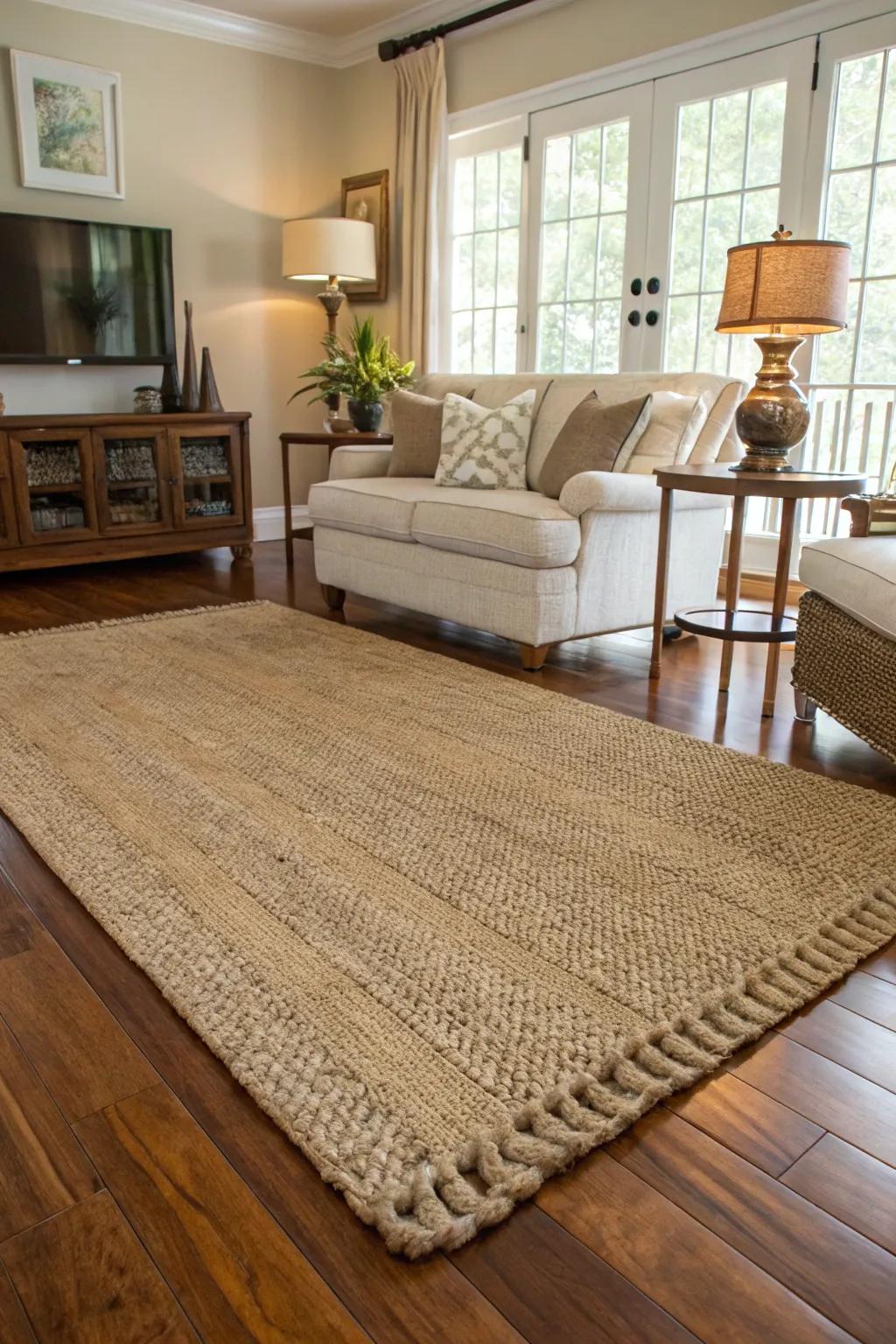 Add warmth and texture with natural fiber rugs.