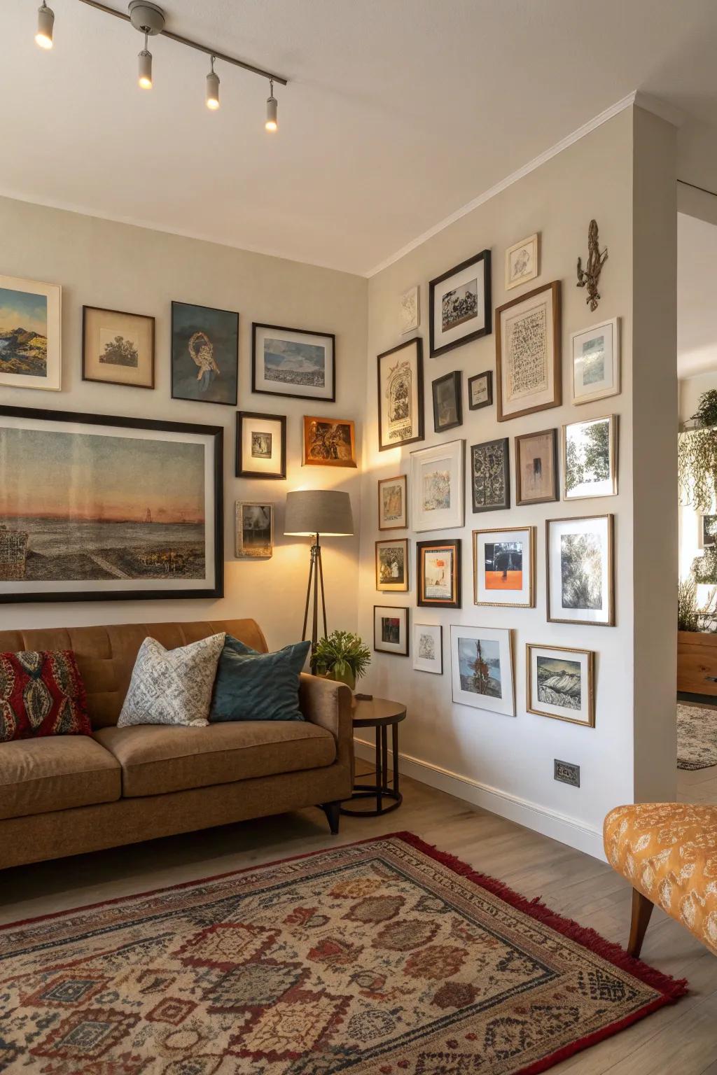 Display walls personalize and enrich the space.