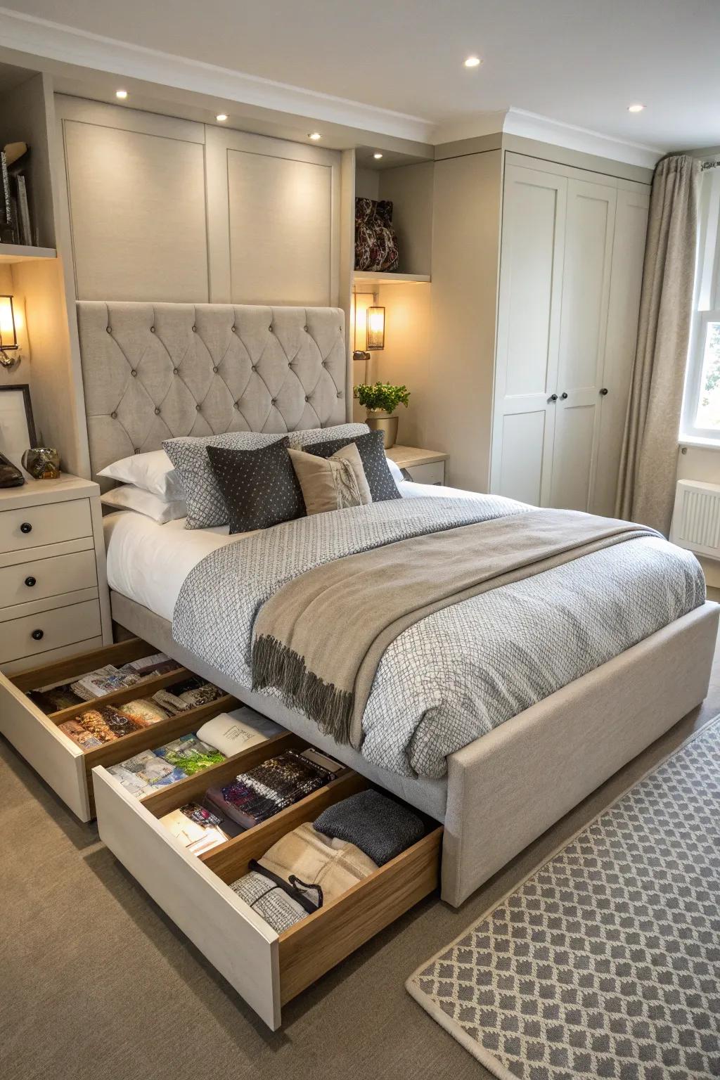 Keep your home arranged and chic with concealed organizing options.