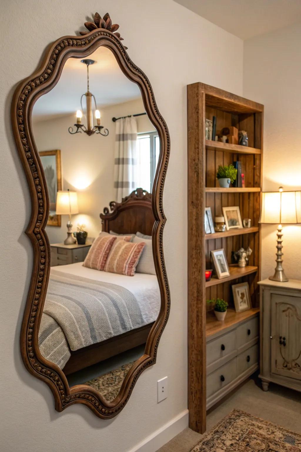 Unique mirrors add intrigue and beauty.