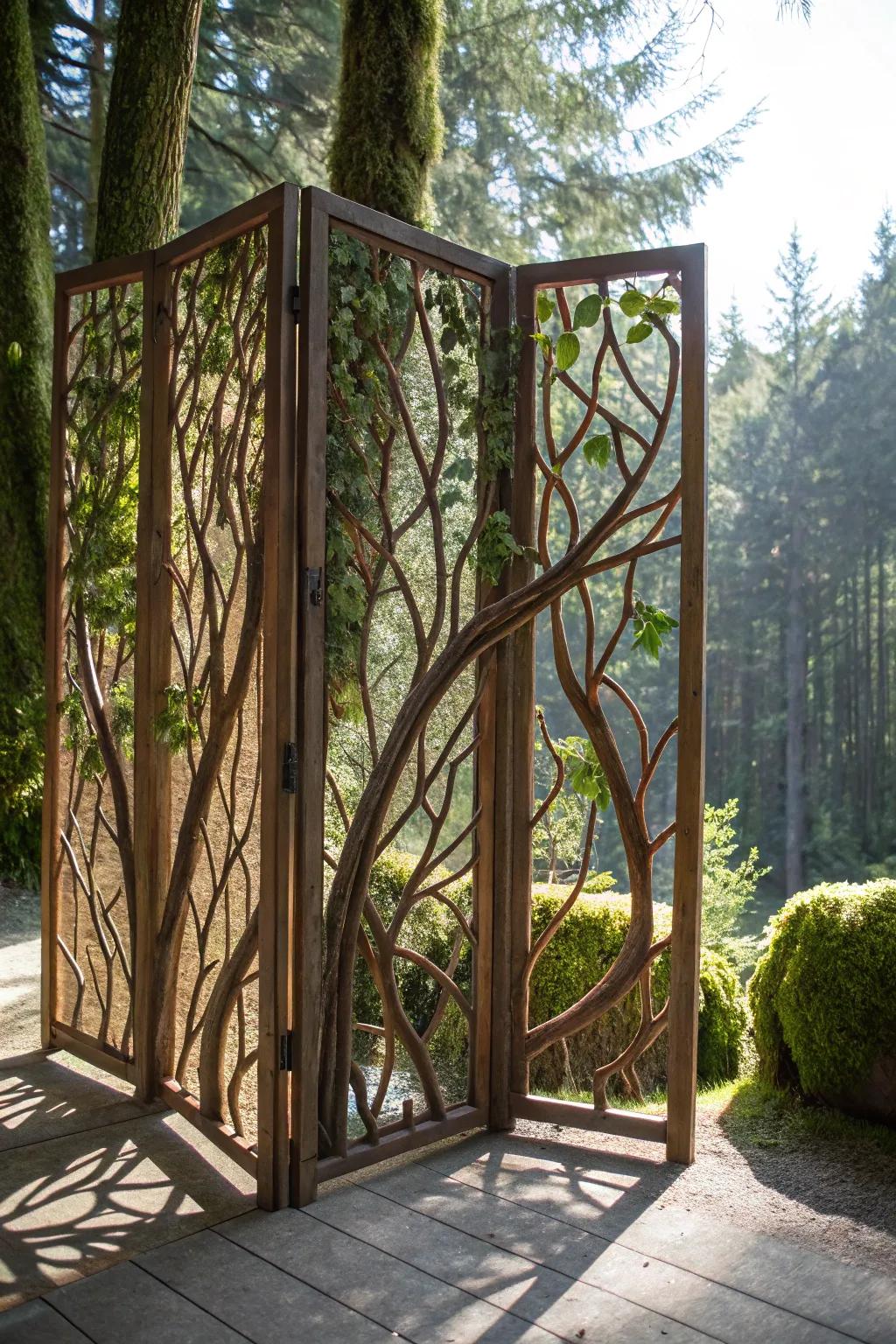 Tree branch dividers bring a whimsical, natural touch to indoor spaces.