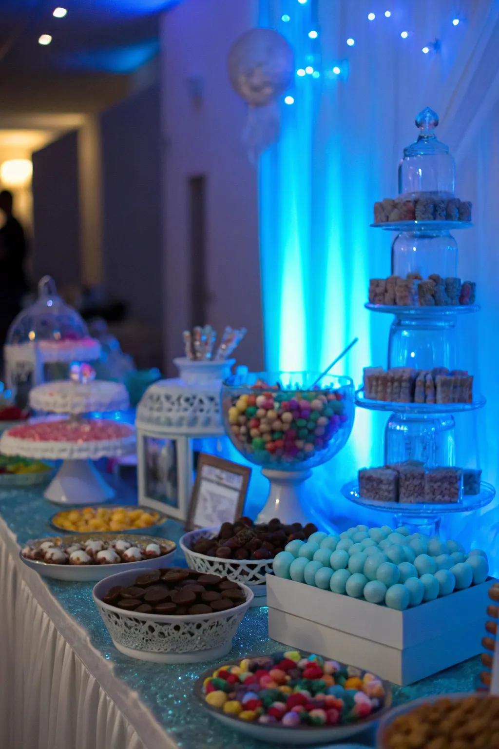 Subtle blue illumination fashioning a magical ambiance.