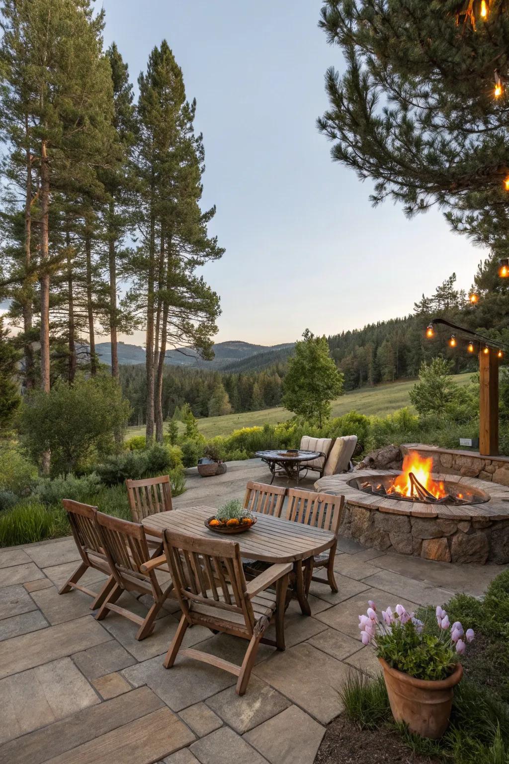 An inviting outdoor space with country elements.