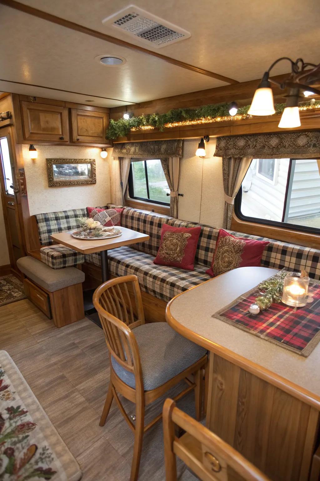 A snug booth fashions a personal culinary location.