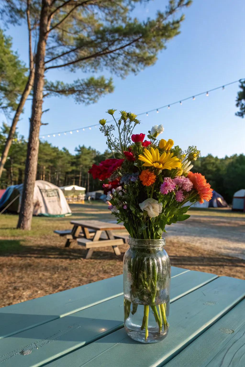 Seasonal flowers introduce beauty and fragrance to your campsite.