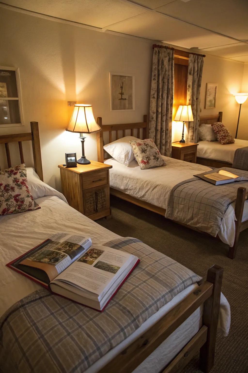 Personalized lighting adds warmth and individuality.