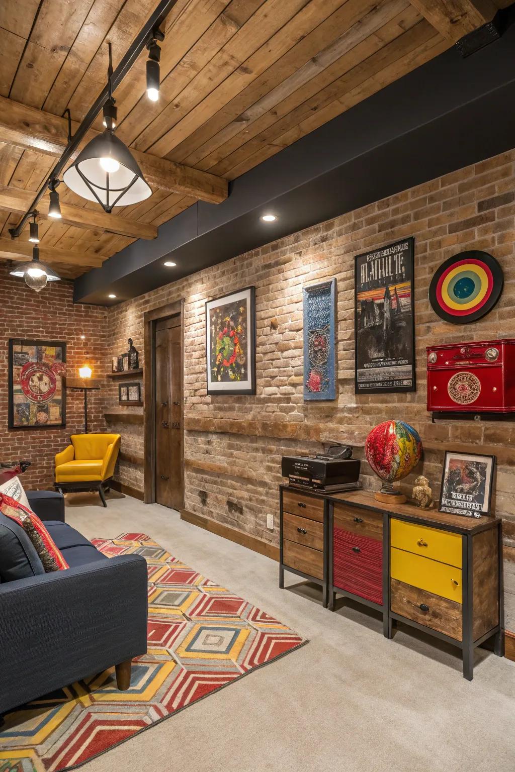 Shiplap combines with mixed materials for a dynamic design.