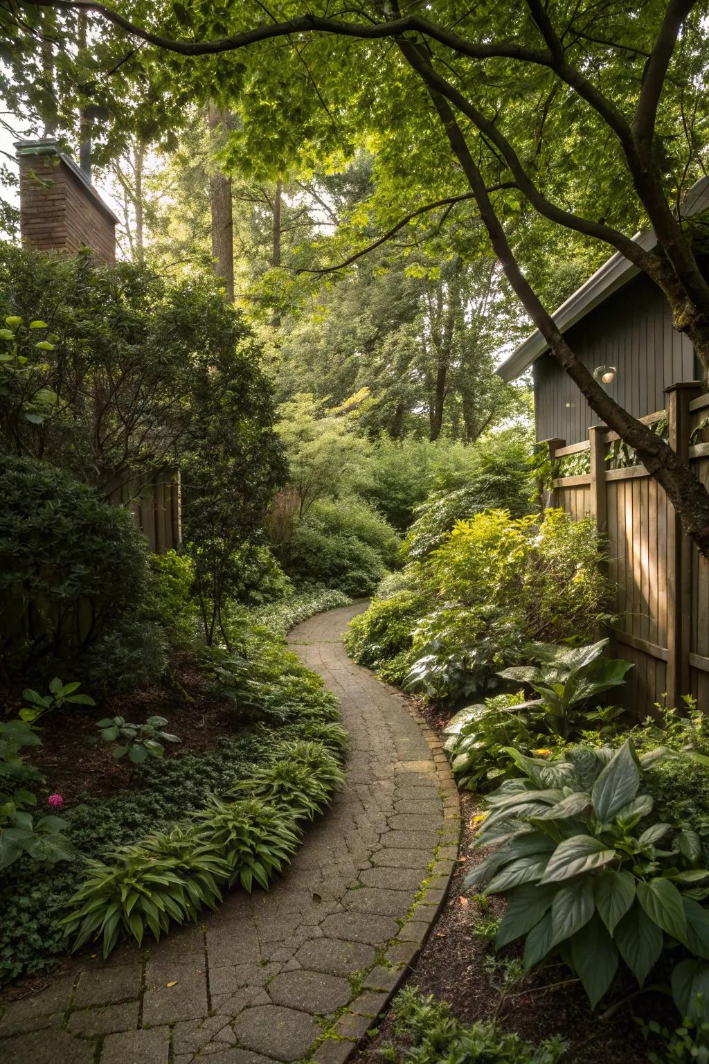 A secret garden path introduces magic and intrigue.