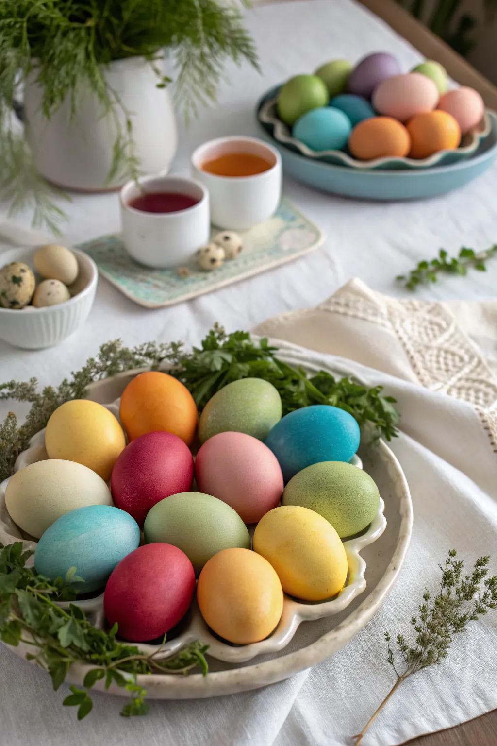 Eggs feature subtle but stunning colours.