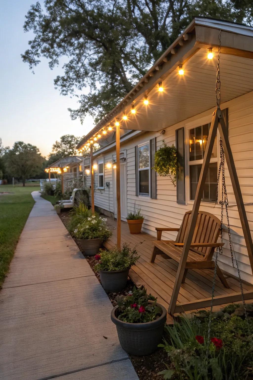 Solar accents provide practical and green lighting.