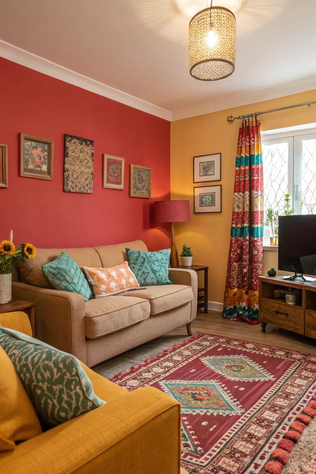 Accent walls add depth and drama.