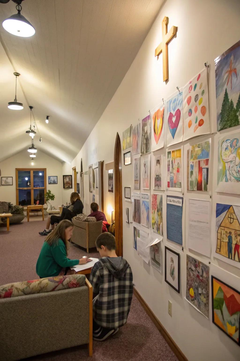 An art display area showcases creativity and personal expression.