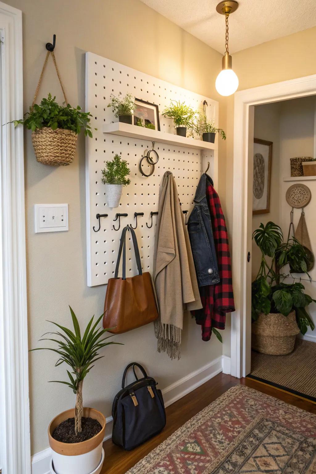 A pegboard offers a versatile and customizable solution.