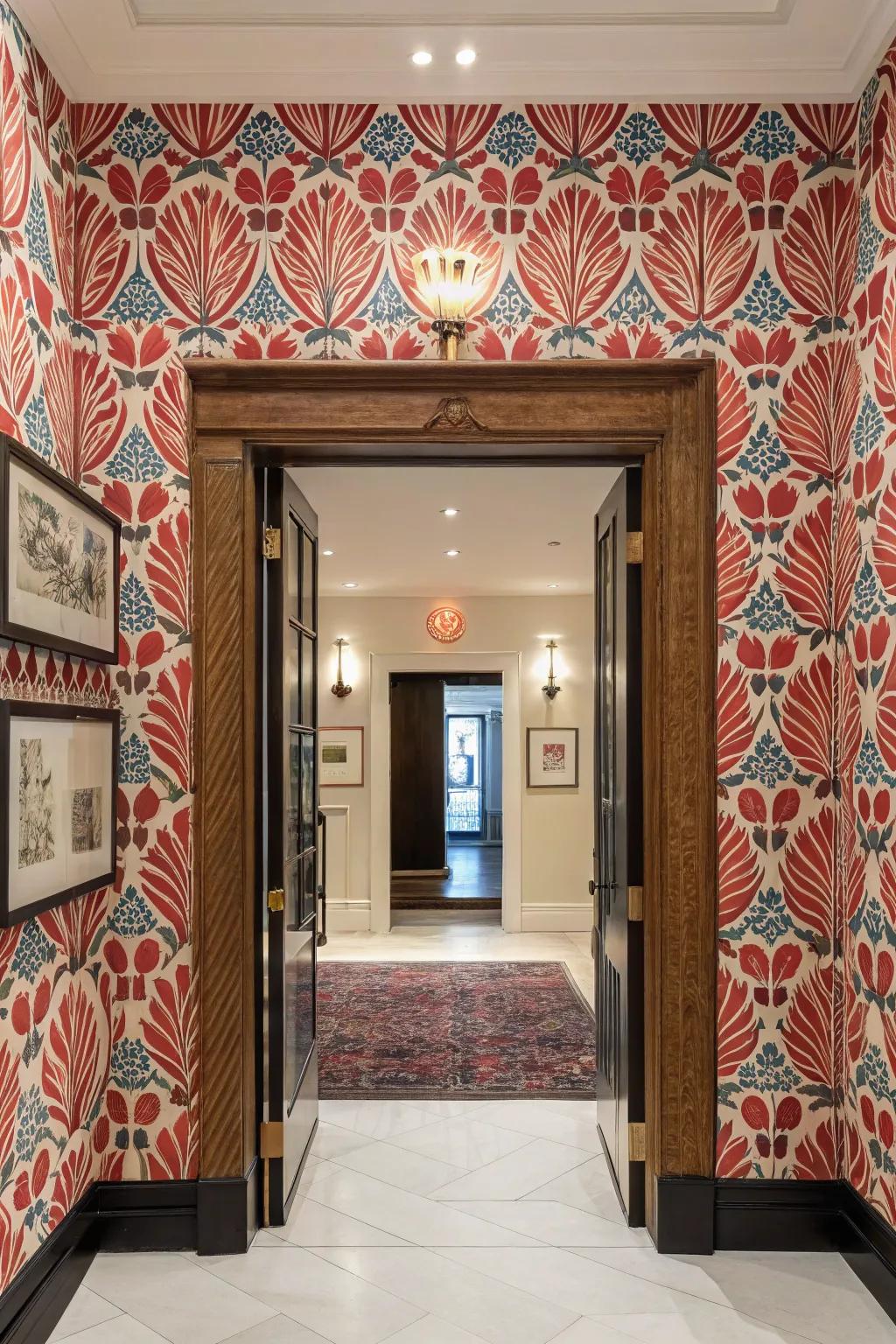 Audacious wallpaper generates a assertion within the entryway.
