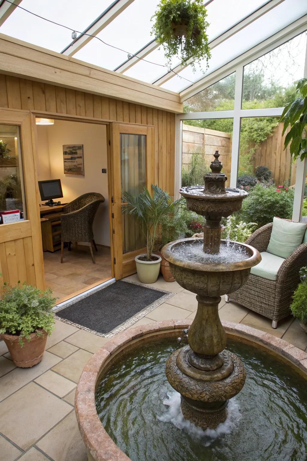 Creating calm with a small water feature.