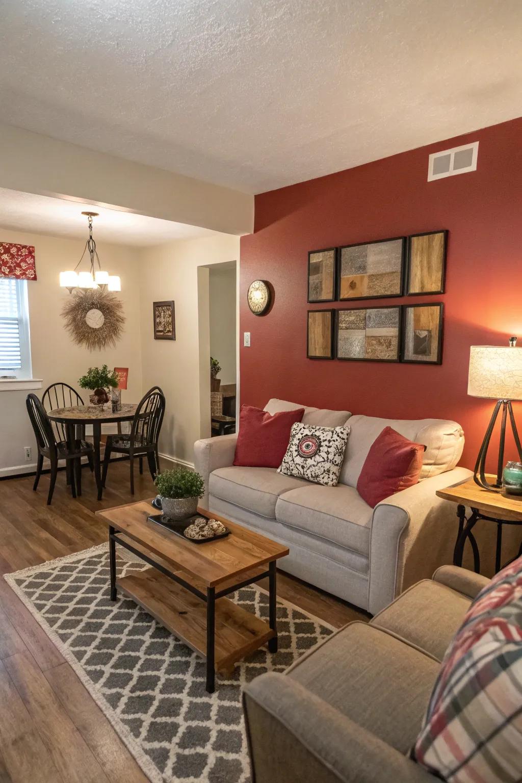 A feature wall adding depth and character to the room.
