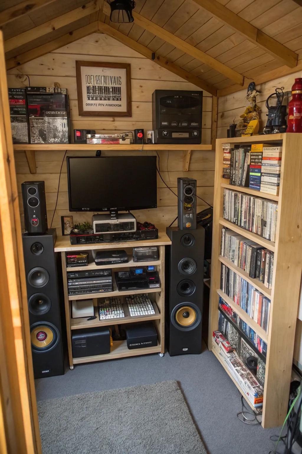 A personal sound device enhances the audio experience, creating an immersive environment.